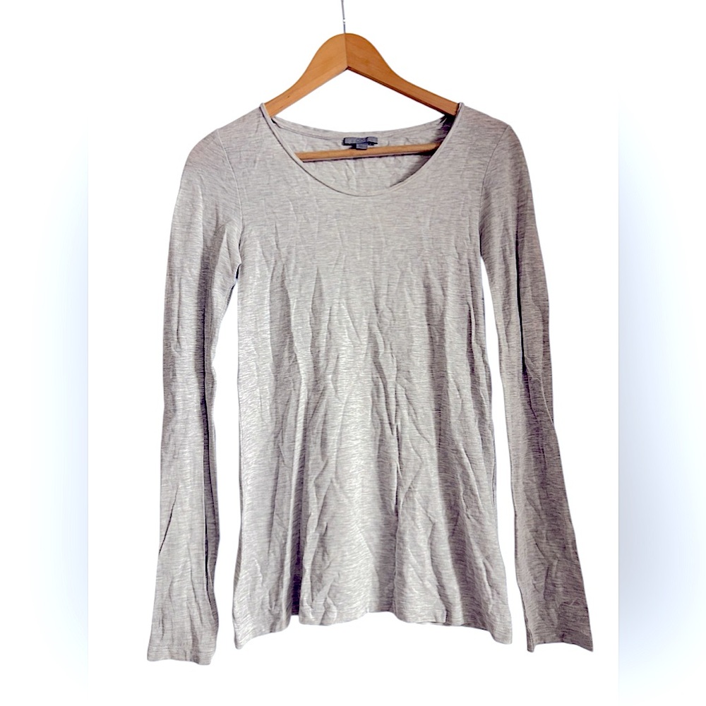 COS Grey Round Neck 100% Cotton Lightweight Long Sleeve T-Shirt - Size Small